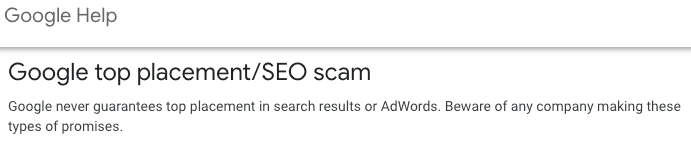 Google SEO Scam